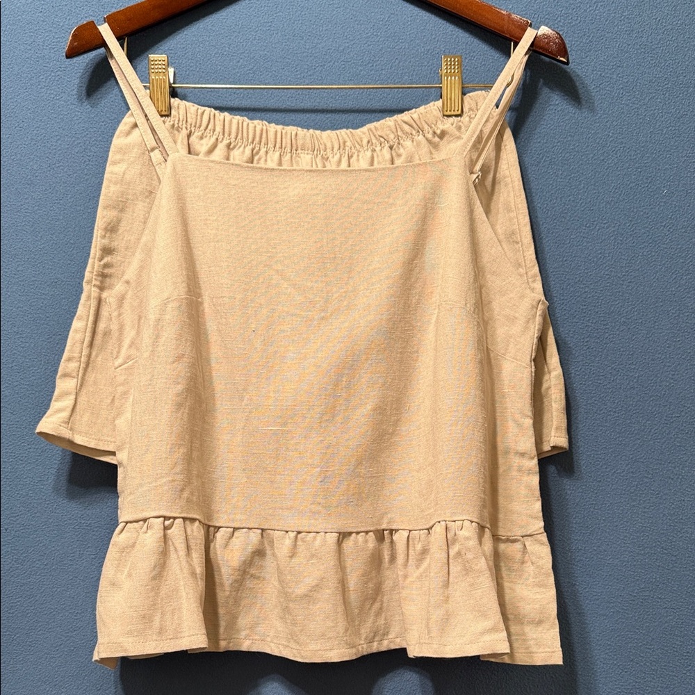 New Beige Pajama With Shorts Size Small 53% Linen 47% Viscose